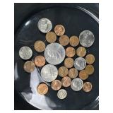 Mixture of Clad US  Coins Cents, Nickels, Quarter