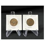 (2) Wyatt Earp and Sitting Bull Tokens