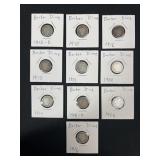 (10) Barber Silver Dimes