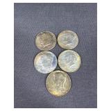 (5) 1968 D Silver Clad JFK Half Dollars