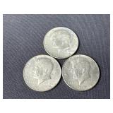 (3) 1965 Silver Clad JFK Half Dollars