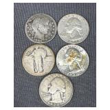 (5) Quarters - (1) Standing Liberty no date,