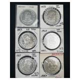 (6) Mexican Pesos 10% Silver 0.05 Oz