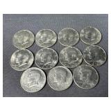 (11) JFK Clad Half Dollars