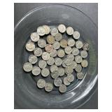 (50) Jefferson Nickels 1940-1965 Dates