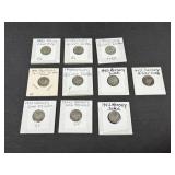 (10) Mercury Dimes All 1940s