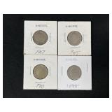 (4) V Nickels 1890, 1905, 1907, 1910