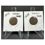 (2) 1893 and 1888 Indian Head Cents