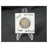 1943 Canadian 25 Cent 80% Silver