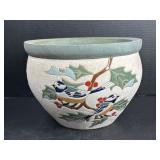 Blue Jay Bird Ceramic Planter