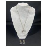 Heart necklace and earring set