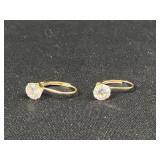 14K Gold CZ Leverback Earrings