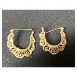 AA 14K Gold Filigree Hoop Earrings