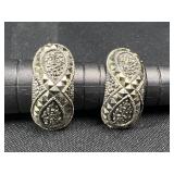 Sterling Silver Marcasite Hoop Earrings