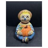 Scarecrow Cookie Jar with Pumpkin