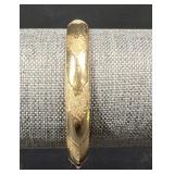 SMS 14K Gold Textured Hinged Bangle Bracelet