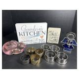 Decor Signs, Napkin Rings & Glass Angel Decor