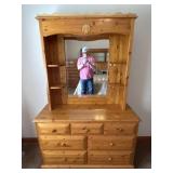 Solid Wood Lighted Dresser with Mirror