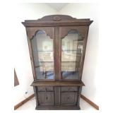 Vintage Lighted Glass Door Hutch