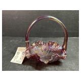 Fenton Red Glass Carnival Glaze Basket
