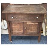 Mission Oak Wash Stand Cabinet on Casters