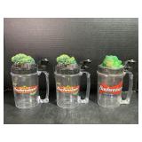 Budweiser Noise Making Frog and Chameleon Mugs