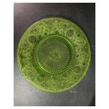 Green glass platter