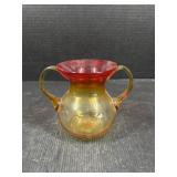 Amberina Double Handled Mini Vase
