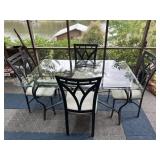 Glass dining Table and 4 chairs -with glass damage
