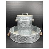 Drinks Ahoy Galvanized Ice Bucket & Tray Set