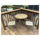 3 Pc Mosaic Tile Bistro Table & Chair Set