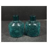2 Teal Glassware Pieces