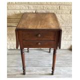 Antique Drop Leaf Sewing Stand Table