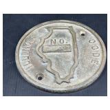 Vintage Illinois Stone Code Marker Plaque IL-17007