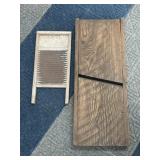 Primitive Wash Board & Wooden Kraut Cutter Slicer