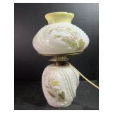Milk Glass Floral Boudoir Lamp