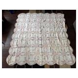 Worn Vintage Hand Quilted Scalloped Edge Quilt