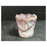 Purple and White Slag Glass Toothpick Holder