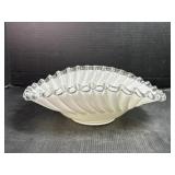 Fenton Style Silver Crest Ruffled Glass Bowl