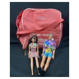 Barbie, Ken doll and bag