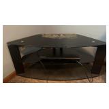 Glass Corner TV Stand & LG Blu-ray Player