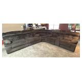 Brown Reclining Sectional Sofa with Console