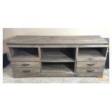Rustic Gray TV Stand with 4 Drawers