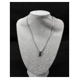 Sterling Silver Black Stone Cat Necklace