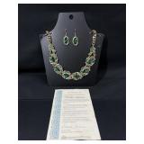 Green rhinestone necklace and earring set