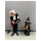 Scary Witch and Butler Halloween Decorations
