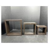 3-Pc Espresso Finish Wall Display Cube Shelves