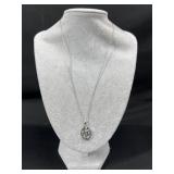 Sterling Silver CZ Floral Pendant Necklace