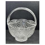 Cut Glass Floral Basket Bowl