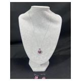 Sterling Silver rhinestone heart necklace and